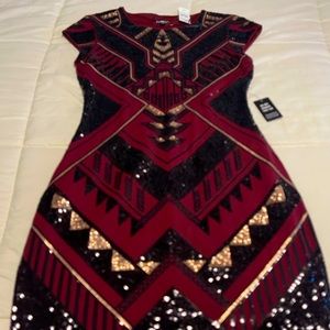 NEW EXPRESS sequins dress. Size Medium Multi colored. Eye catching! Aztec style